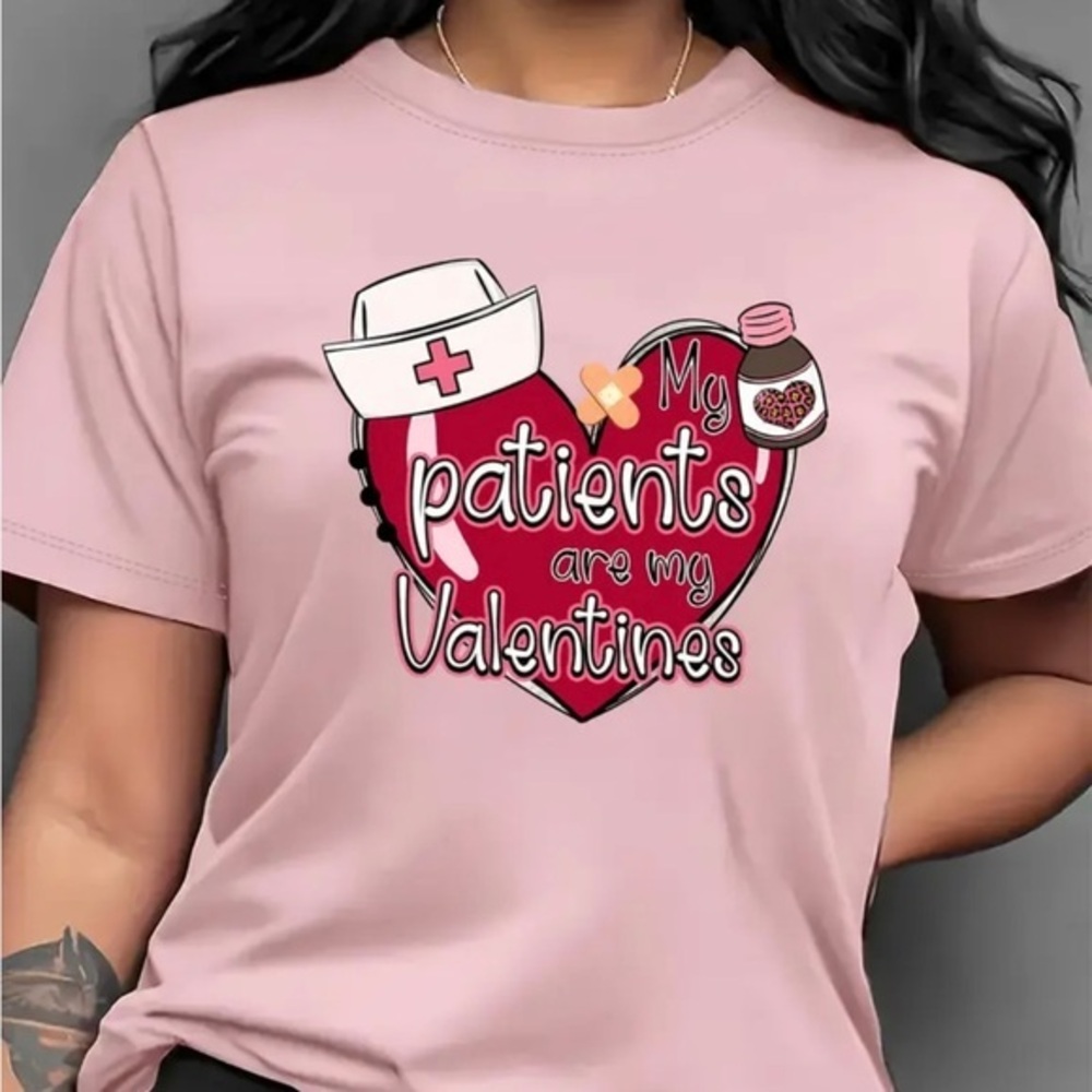 Pink Valentine's Nurse Themed T-Shirt